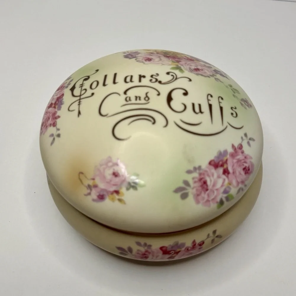 Vintage Victorian-Style Porcelain Collars and Cuffs Dresser Box